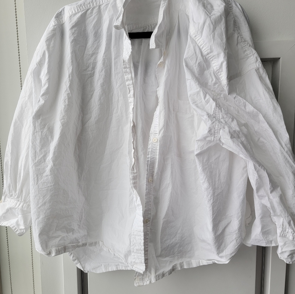 💫 White button down oversized J Crew xl 3/4 sleeve